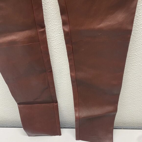 NEW SPRWMN Women's High-Waisted Leather Ankle Leggings Brown Size 29 x 28 - Picture 4 of 12